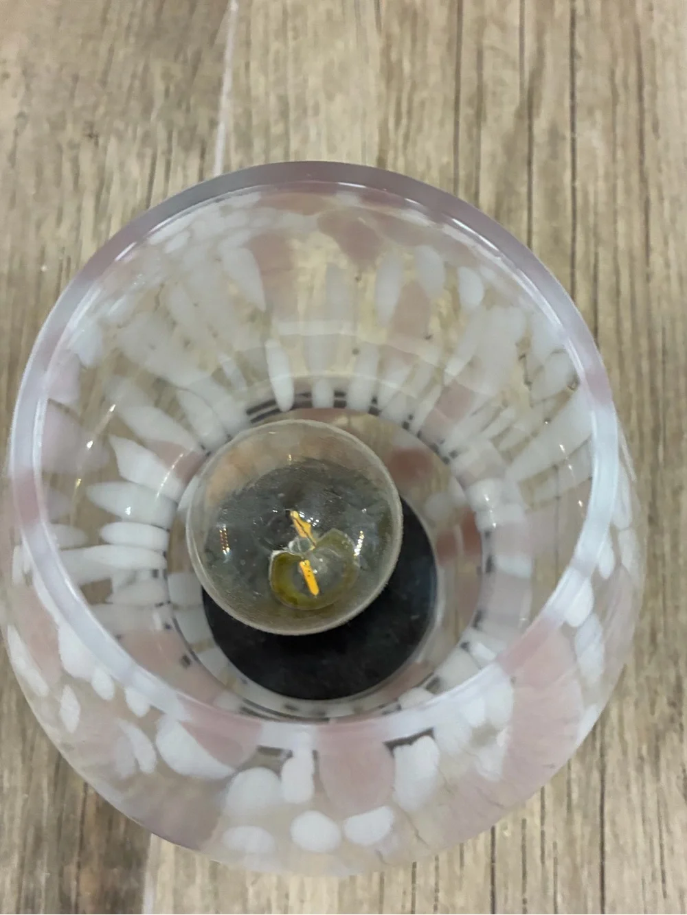 Pink & White Speckled Glass Mushroom Table Lamp Battery Operated Accent Light